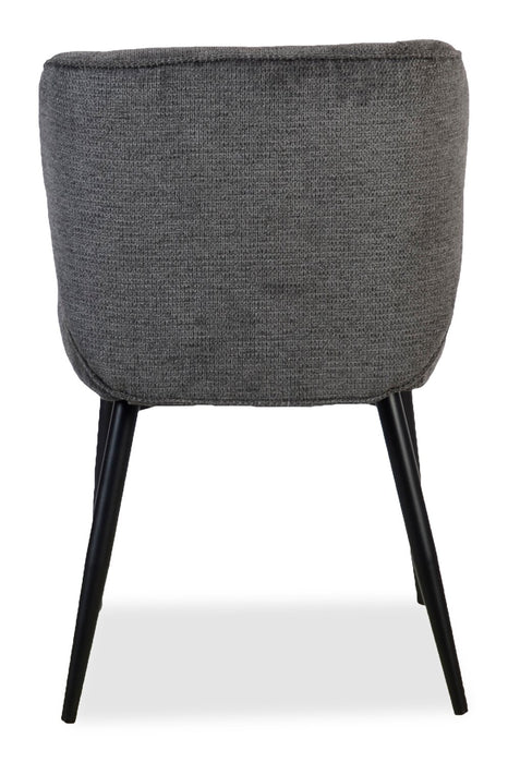 Chaise de salle à manger Sara à oreilles en tissu de polyester et en métal - grise