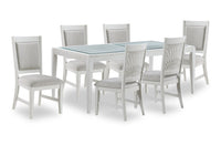  Ensemble de salle à manger Vida 7 pièces avec table de 78 po (L) et 6 chaises - blanc