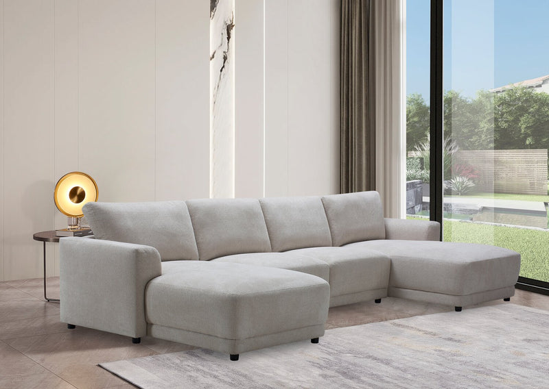 Sofa sectionnel modulaire en forme de U Voyage 4 pièces en tissu avec coussins de dossier amovibles - beige