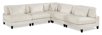 Lounge 5-Piece Chenille Armless Modular Sectional – Beige | Sofa sectionnel modulaire sans accoudoirs Lounge 5 pièces en chenille - beige