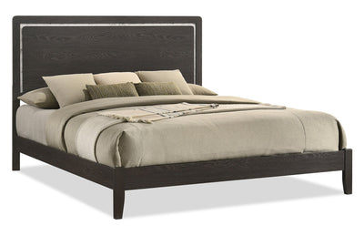 Sable Panel Bed with Headboard & Frame, Dark Grey - King Size | Lit à panneaux Sable gris foncé avec tête de lit et cadre de lit - format très grand lit