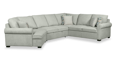 Scott Living Haven 3-Piece Left-Facing Chenille Fabric Cuddler Sleeper Sectional - Seafoam Blue | Sofa-lit sectionnel enveloppant de gauche Haven de Scott Living 3 pièces en tissu de chenille - bleu écume de mer