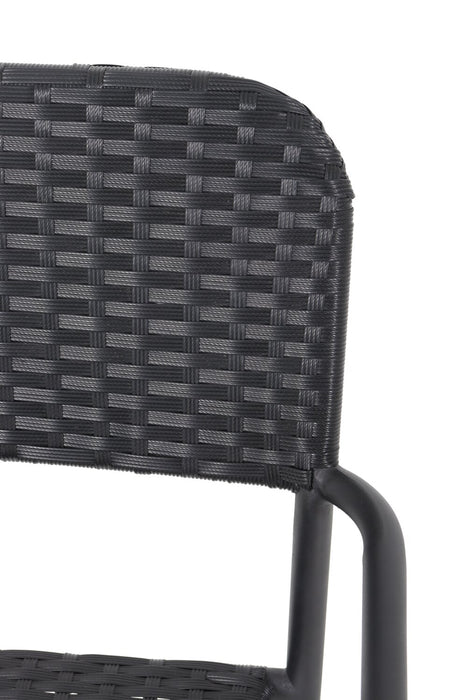 Chaise bistro Paris pour la terrasse à l’extérieur - osier en résine tressé à la main, résistante aux rayons UV et aux intempéries - noire