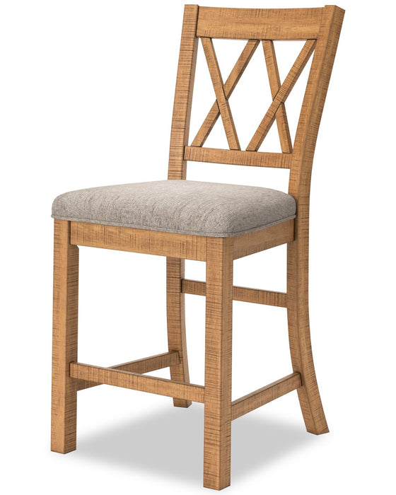 Ensemble de salle à manger Archer 6 pièces de hauteur comptoir avec table à rallonge, 72 po à 108 po, banc et 4 chaises - brun clair