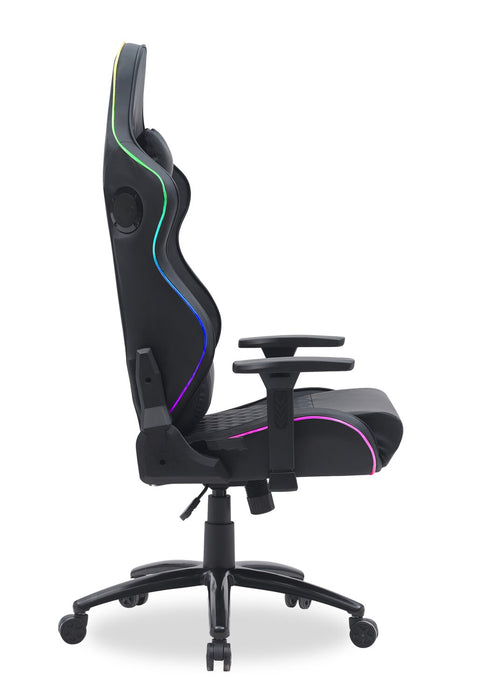 Fauteuil de jeu ergonomique Falcon de 30 po avec haut-parleurs Bluetooth intégrés et éclairage à DEL - noir