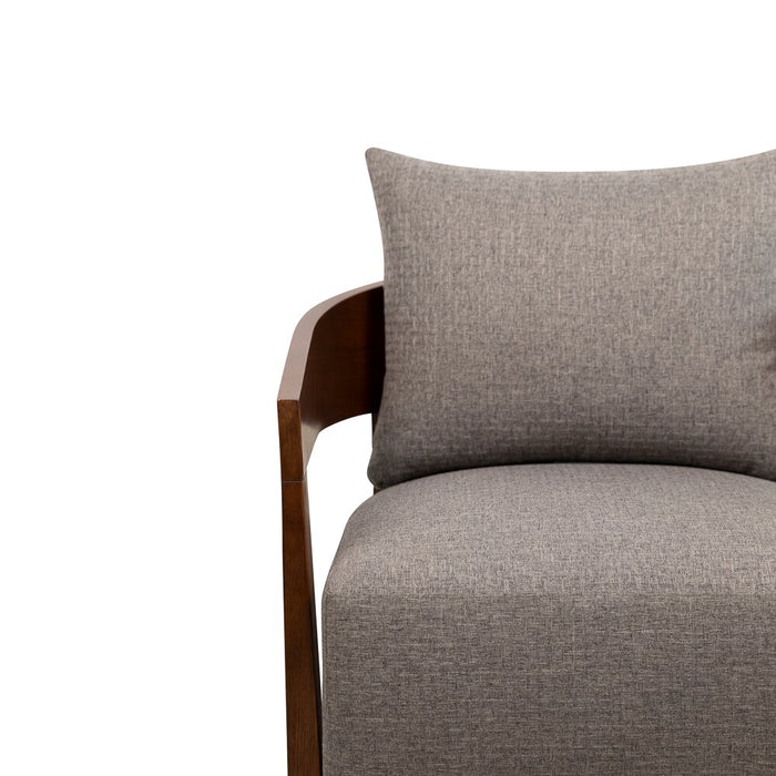 Fauteuil d’appoint Amor 28,54 po en tissu avec accoudoirs et pattes en bois - gris