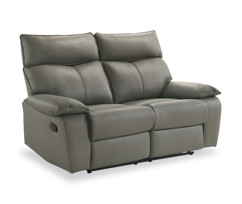 Causeuse inclinable Matteo de 64 po en cuir véritable - gris Aviarah