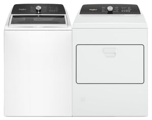 Laveuse à chargement par le haut de 5,3 pi3 avec robinet intégré et sécheuse à gaz de 7 pi3 de Whirlpool