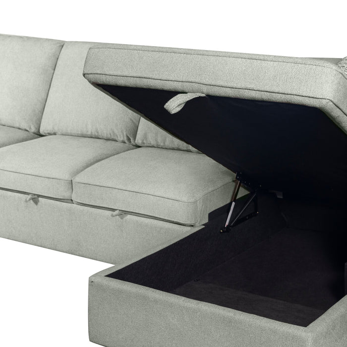 Sofa-lit sectionnel enveloppant de gauche Haven de Scott Living 3 pièces en tissu de chenille avec rangement - écume de mer 