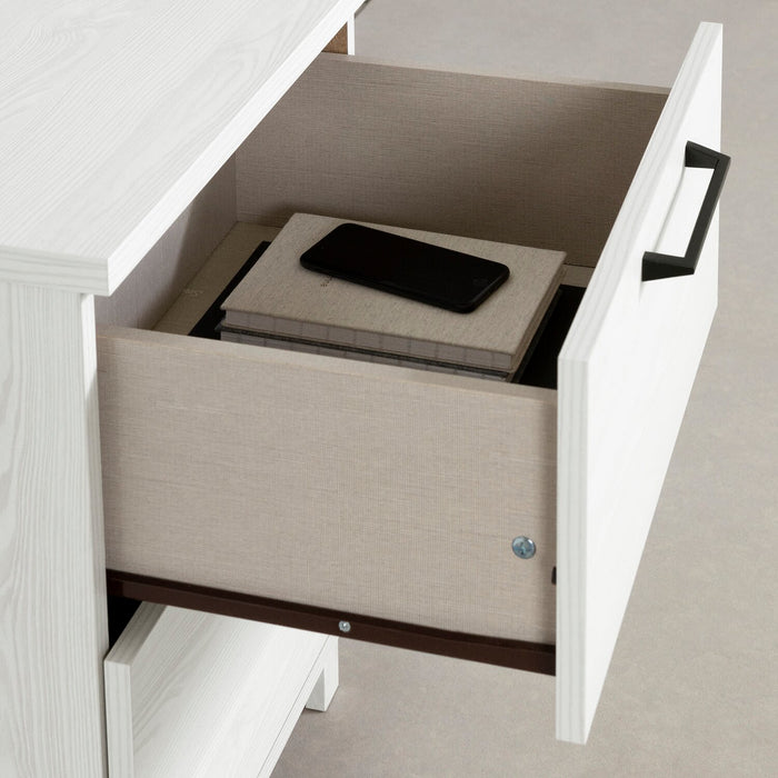 Table de nuit Everley de 19,5 po (L) à 2 tiroirs avec port USB - blanche