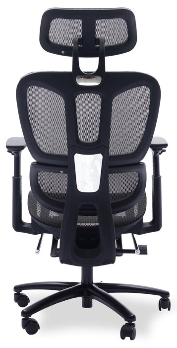 Chaise de bureau réglable Diego de Sealy de 26,3 po avec rembourrage en mailles et repose-pied - noire