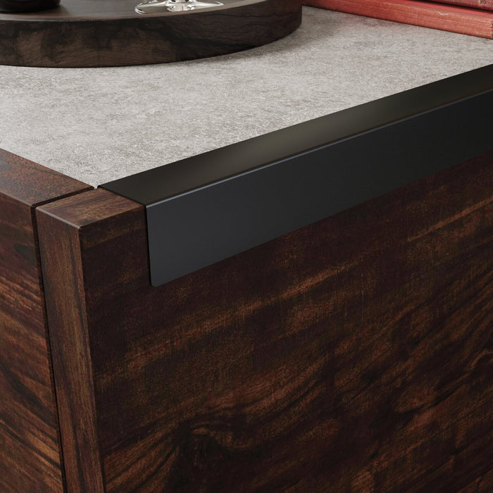Table à café moderne Benson de 31 po avec rangement - brun foncé et grise