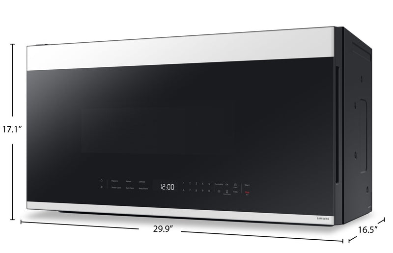Four à micro-ondes à hotte intégrée Samsung de 2,1 pi³ avec 400 pi³/min et commandes tactiles en verre - verre blanc - ME21DB650012AC