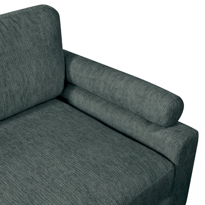 Sofa sectionnel modulaire Lounge 4 pièces en chenille avec pouf - gris 