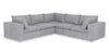 Sofa sectionnel Farah 5 pièces en tissu de chenille avec coussins de dossier amovibles en duvet et plumes - argenté