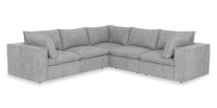  Sofa sectionnel Farah 5 pièces en tissu de chenille avec coussins de dossier amovibles en duvet et plumes - argenté
