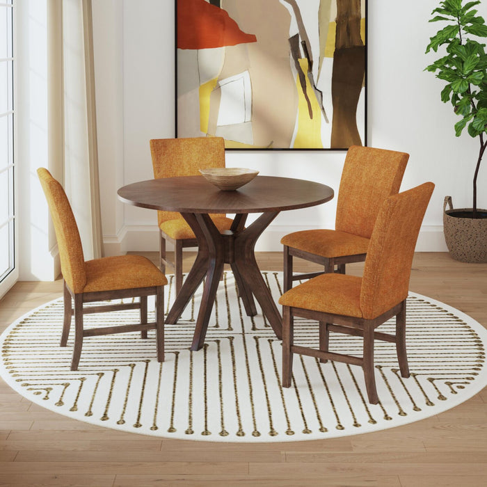 Chaise de salle à manger Rain avec siège et dossier rembourrés en tissu - orange
