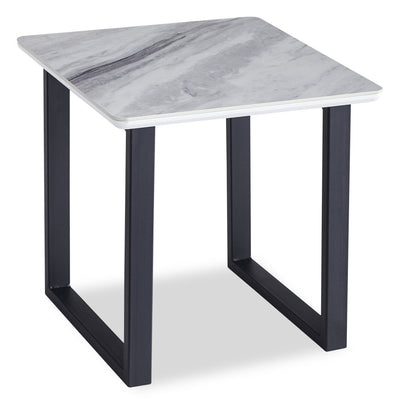 Serena 21.75" Modern End Table - White & Black with Marble Look | Table de bout moderne Serena de 21,75 po - blanche et noire avec imitation de marbre