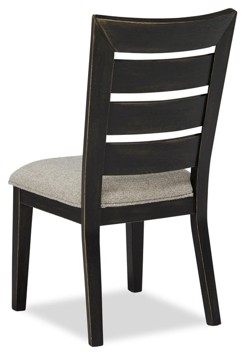 Chaise de salle à manger Logan en tissu de polyester avec dossier en échelle - noire