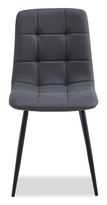 Chaise de salle à manger Arlo en métal avec siège et dossier coussinés capitonnés en tissu - anthracite