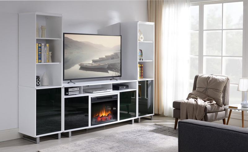 Meuble audio-vidéo moderne Ignatius 3 pièces avec foyer électrique et rangement pour téléviseurs jusqu’à 70 po - blanc