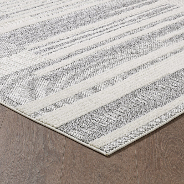 Carpette Rhodes grise à motif à carreaux - 7 pi 11 po x 10 pi 10 po