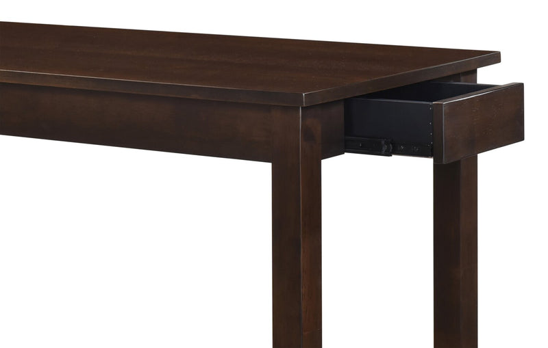 Table de salon moderne Noah de 60 po avec 3 tabourets de hauteur comptoir et ports USB - espresso