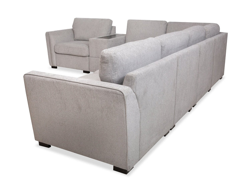 Sofa sectionnel Vault 7 pièces avec 5 fauteuils de rangement et console de rangement avec USB - gris