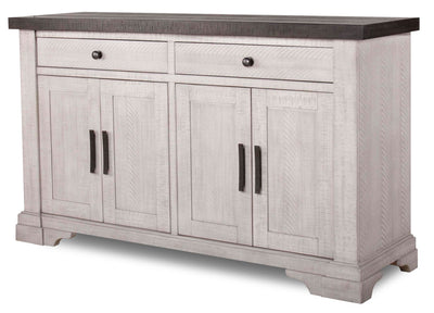 Willow Dining Server with Storage & 2 Drawers, 64"W - Rustic White & Brown | Desserte de salle à manger Willow de 64 po (L) avec rangement et 2 tiroirs - blanc rustique et brune