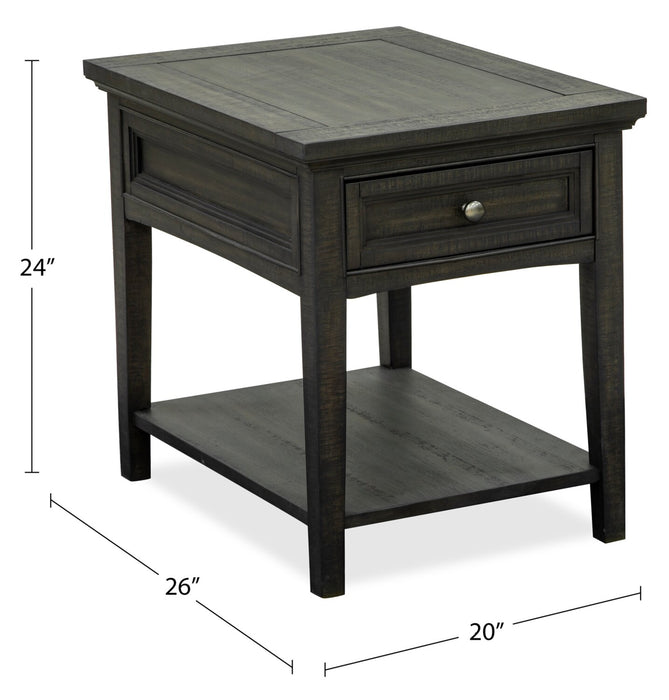 Table de bout traditionnelle Hanson de 20 po en pin - graphite