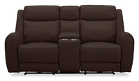  Causeuse à inclinaison électrique Reign de 78 po en cuir véritable de qualité supérieure avec console - brun chocolat Silverado