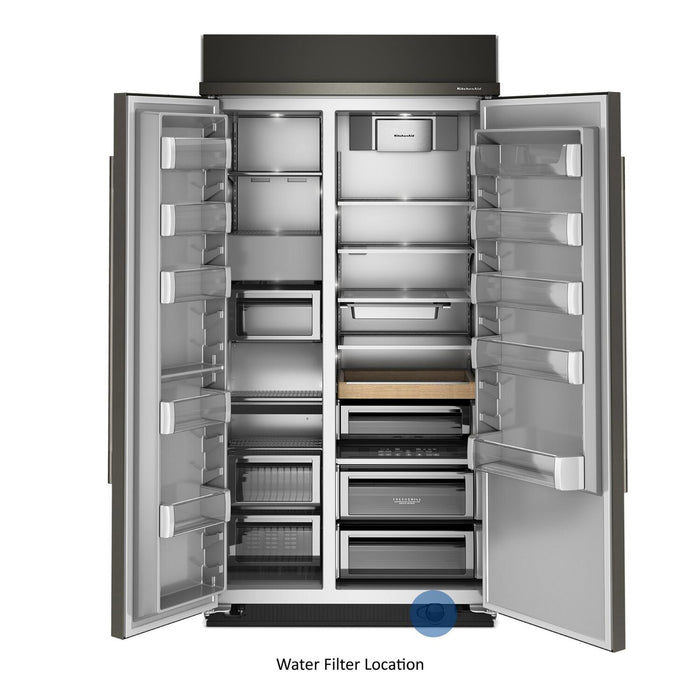 Réfrigérateur encastré KitchenAid de 25,5 pi3 et de 42 po à compartiments juxtaposés - minerai noir - KBSN742SBE