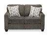 Causeuse Lennox de 57 po fabriquée au Canada en tissu de chenille avec coussins réversibles et coussins décoratifs - grise