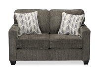  Causeuse Lennox de 57 po fabriquée au Canada en tissu de chenille avec coussins réversibles et coussins décoratifs - grise