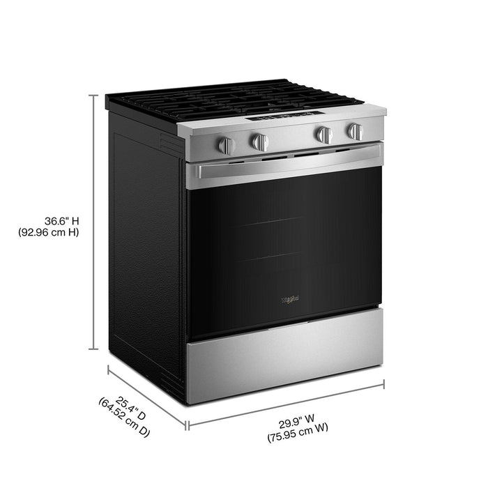 Cuisinière à gaz intelligente Whirlpool de 30 po, 5,0 pi³ avec cuisson à air – acier inoxydable résistant aux traces de doigts – WSGS4530TZ