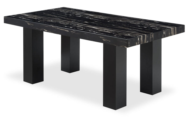 Ensemble de salle à manger Burk 7 pièces avec table de 72 po (L) à dessus en résine en imitation de marbre et 6 chaises - noir et blanc