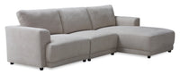  Sofa sectionnel modulaire de droite Voyage 3 pièces en tissu avec coussins de dossier amovibles - taupe