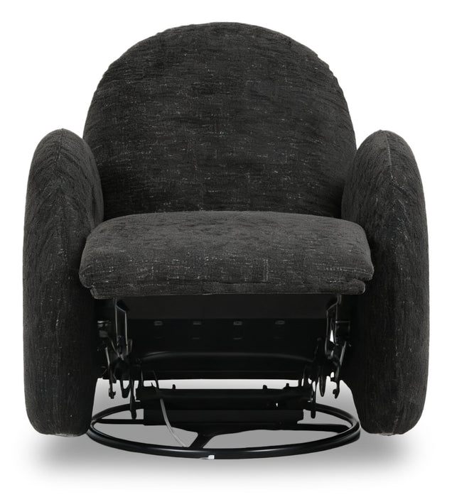 Fauteuil d’appoint coulissant, pivotant et inclinable Shay en chenille - ebony