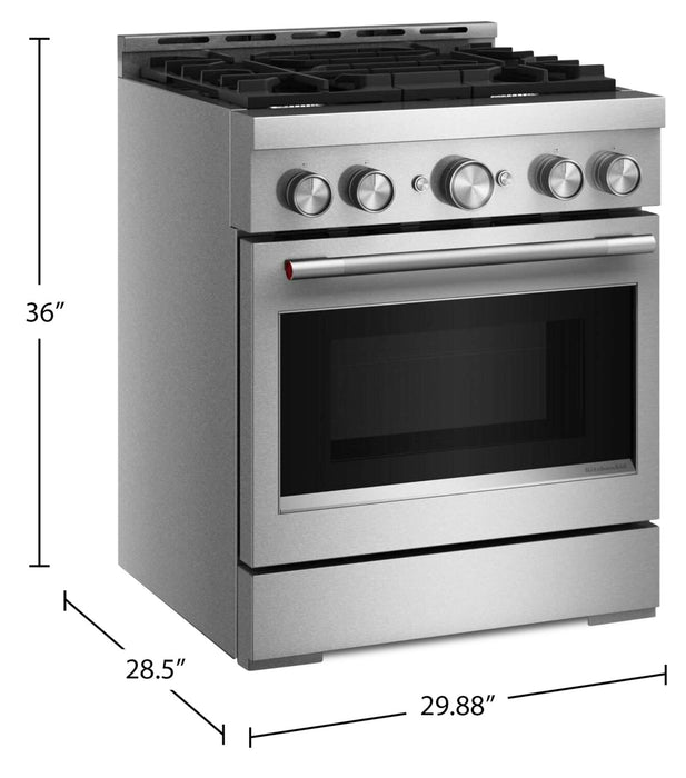 Cuisinière à gaz KitchenAid de 4,1 pi3 avec mode de friture à air sans préchauffage - acier inoxydable - KFGS930SSS