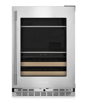 Refroidisseur à boissons KitchenAid de 24 po avec grilles à devant en bois -  acier inoxydable PrintShieldMC - KUBR524SPS 