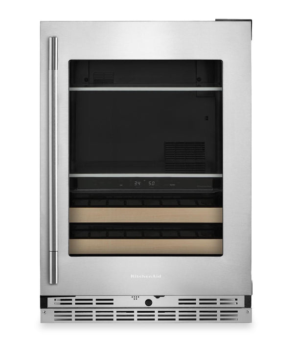 Refroidisseur à boissons KitchenAid de 24 po avec grilles à devant en bois -  acier inoxydable PrintShieldMC - KUBR524SPS 
