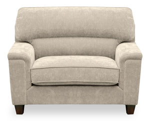 Fauteuil Lyric de 47 po en tissu de chenille avec coussin de siège réversible et pattes en bois - taupe