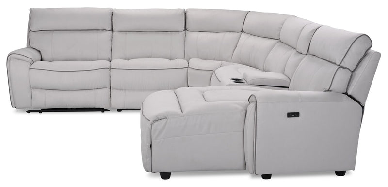 Sofa sectionnel de droite à inclinaison électrique Newport de Cindy Crawford Home 6 pièces en suédine - gris
