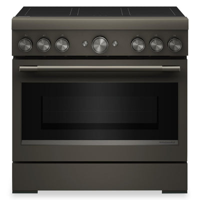 KitchenAid 36" 5.1 Cu. Ft. Freestanding Induction Range with No Preheat Air Fry – Black Ore - KFIS936SBE  | Cuisinière à induction KitchenAid de 5,1 pi3 et de 36 po avec friture à air sans préchauffage - minerai noir - KFIS936SBE