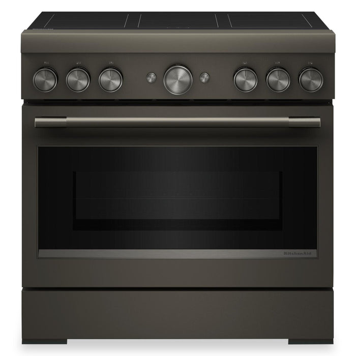 Cuisinière à induction KitchenAid de 5,1 pi3 et de 36 po avec friture à air sans préchauffage - minerai noir - KFIS936SBE 