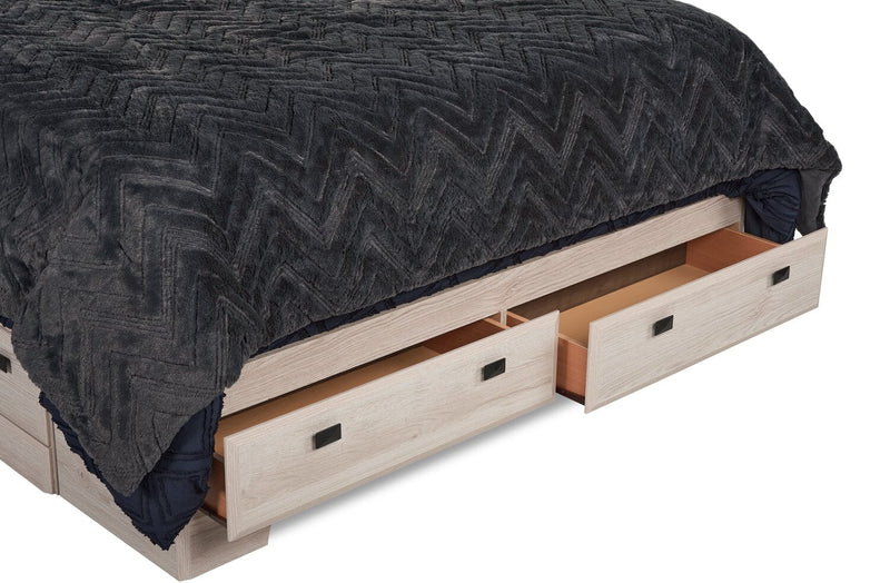 Ensemble de chambre à coucher Yorkdale 5 pièces avec lit de rangement à 6 tiroirs, commode et miroir, blanc - format lit double