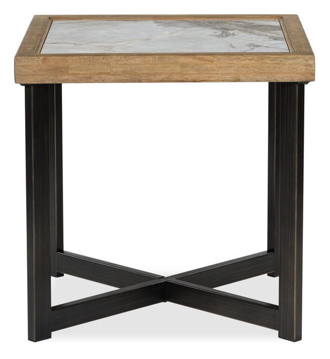 Table de bout contemporaine Marina de 25 po avec carreau en pierre - naturelle