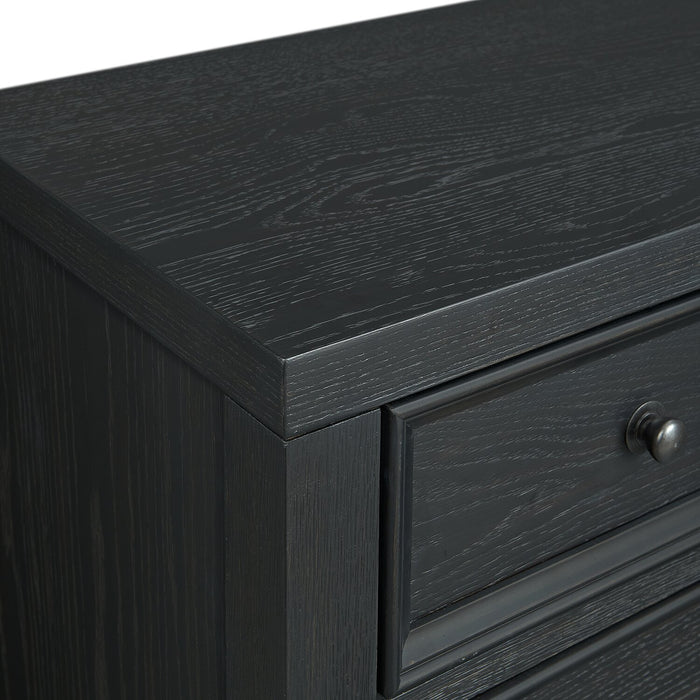 Table de nuit Casa de 27 po (l) x 26,5 po (H) en bois à 3 tiroirs avec port USB - noire