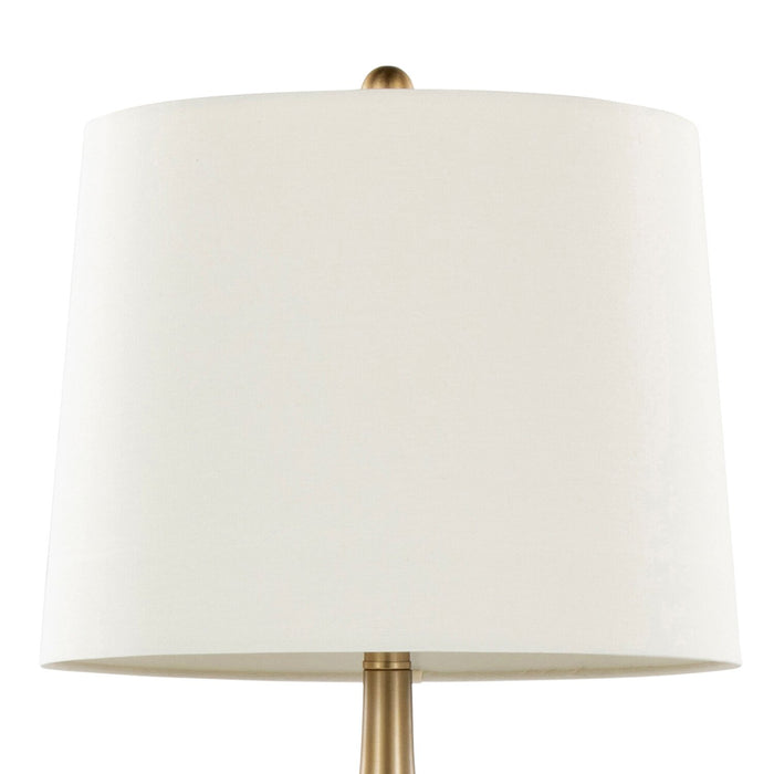 Lampe de table Cassie de 29 po en métal avec abat-jour en lin blanc - dorée