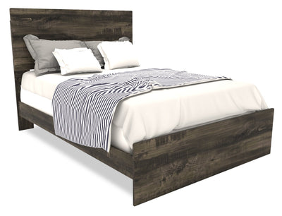 Riley Panel Bed with Headboard & Frame for Kids, Made in Canada, Grey - Full Size | Lit à panneaux Riley avec tête de lit et cadre de lit pour enfants, fabriqué au Canada, gris - format lit double